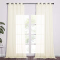NICETOWN Sheer Curtain Panels 96 inch Cream Beige - Window Treatments Voile Panels with Eyelet Top for Living Room (One Pair, W54 x L96)