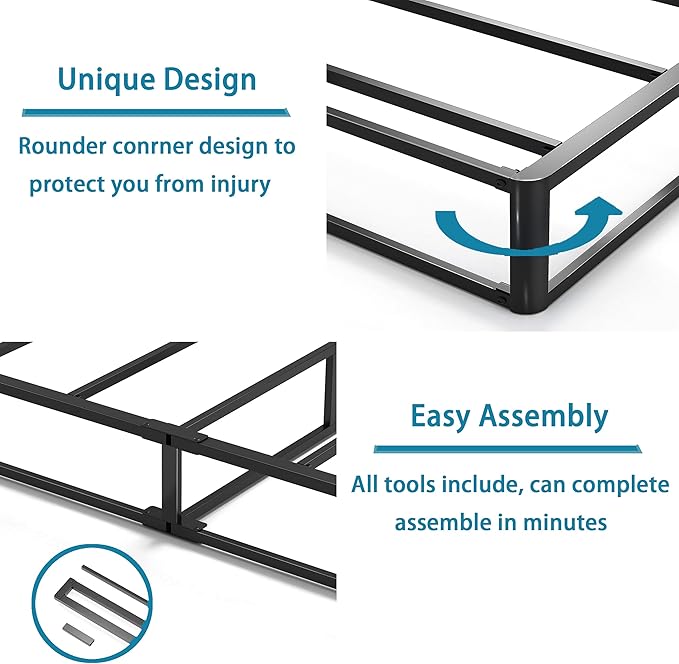 California King Size Box Spring and Cover Set, 9 Inch High Profile Metal BoxSpring, Heavy Duty Structure Mattress Foundation, Noise Free, Non-Slip, Easy Assembly