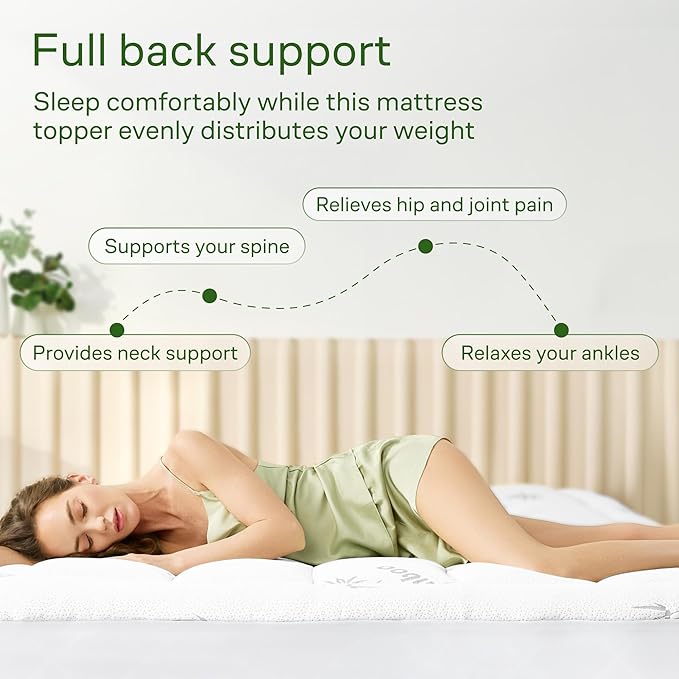 Ultra Soft Queen Size Mattress Topper - Viscose Made from Bamboo Pillow Top Mattress Pad for Back Pain Relief - Naturally Cooling for Hot Sleepers, White