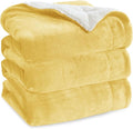 Bedsure GentleSoft Sherpa Fleece Blankets King Size for Bed - Thick and Warm Throw for Women and Men, Soft Fuzzy Plush King Blanket for Winter, Yellow, 108x90 Inches