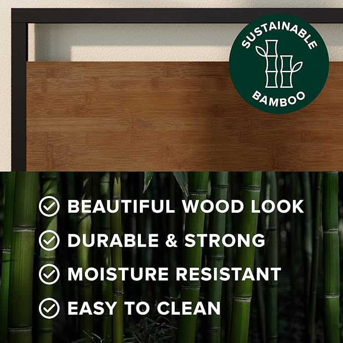 ZINUS Suzanne Bamboo and Metal Platform Bed Frame with Footboard, Wood Slat Support, No Box Spring Needed, Easy Assembly, King