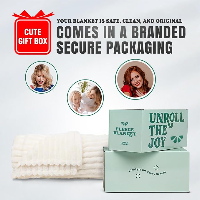 GO Premium Cozy Soft King Blanket for Couch & Bed - White Fleece Blanket for Living Room, Bedroom & Home Decor - Large (90x108 Inches)