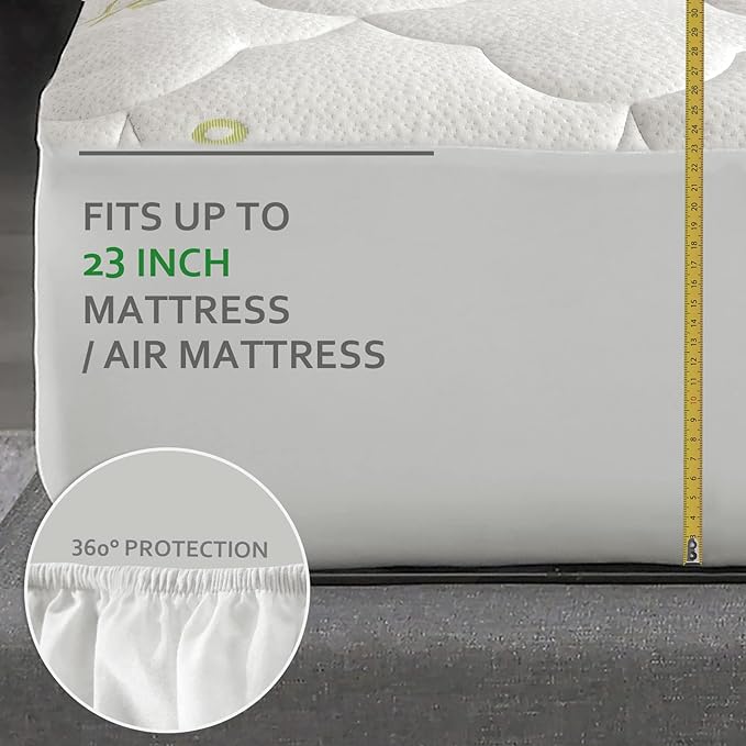 Air Mattress Cover Full Size Mattress Topper, Viscose Made from Bamboo Quilted Mattress Pad Topper, Noiseless Extra Plush Pillow Top Mattress Topper Full (15-23'' Deep Pocket)