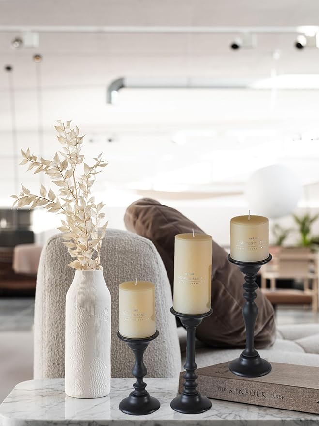 Candlestick Holders Black Candle Holder for Candlestick,Taper Modern Candle Holders Set of 3,Tall Wood Candle Sticks Holder Decor(12"/10"/8" H) (3, Caffe Brown)