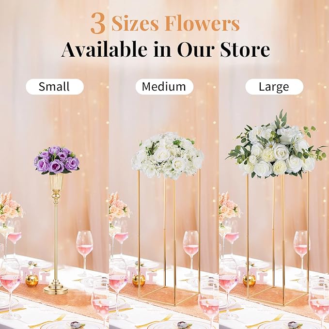 NUPTIO Artificial Flower Centrepieces for Tables - 2 Pcs Lilac Fake Flowers Roses Balls 9.5in Diameter - Silk Faux Rose Arrangement for Wedding Party Centerpiece Table Decor