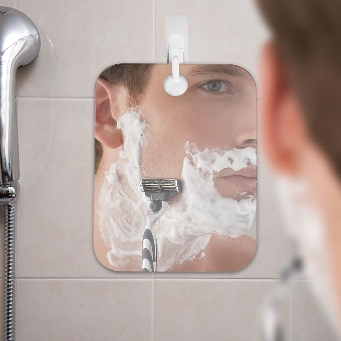 Shave Well Deluxe Anti-Fog Shaving Mirror | Fogless Hanging Bathroom Shower Mirror with Handheld Option for Men and Women | Includes Long-Lasting Removable Adhesive Hook for Wall