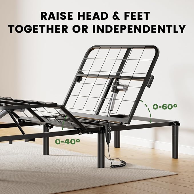 Marsail MS03 Queen Adjustable Bed Base + 10-inch Gel Memory Foam Mattress, Head and Foot Incline, Adjustable Bed Frame for Lounging, Reading, Reduce Snoring and Acid Reflux, Queen