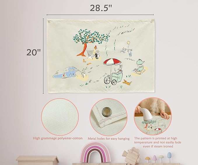 Boho Rectangular Canvas Banner-Funny Flag Wall Decor for Teen Friends Colleagues Neighbors,Nursery Above Crib Bedroom Living Room Office Decor-Garden Themed-Baby Shower Birthday Christmas Gift