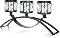 Black 3-Arm Crystal Candle Holders Arched - Elegant Tabletop Candelabra Centerpiece for Weddings, Dining Room Decor, Modern Home & Cabinet Display Housewarming