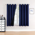 ChrisDowa 100% Blackout Curtains for Bedroom with Black Liner, 2 Thick Layers Total Blackout Thermal Insulated Grommet Window Curtains 2 Panels Set (Navy Blue, 52 x 54 Inch)