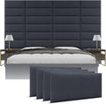 Vänt Upholstered Wall Panels - King/Cal King Size Wall Mounted Headboards - Ribbed Midnight Blue - Twin/King - Set of 4 Panels (Each Individual Panel 39"x11.5")