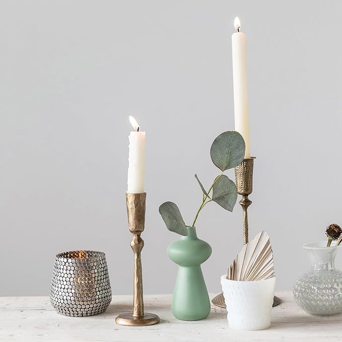 Creative Co-Op Hand-Forged Hammered Metal Taper, Antique Brass Finish Candle Holder