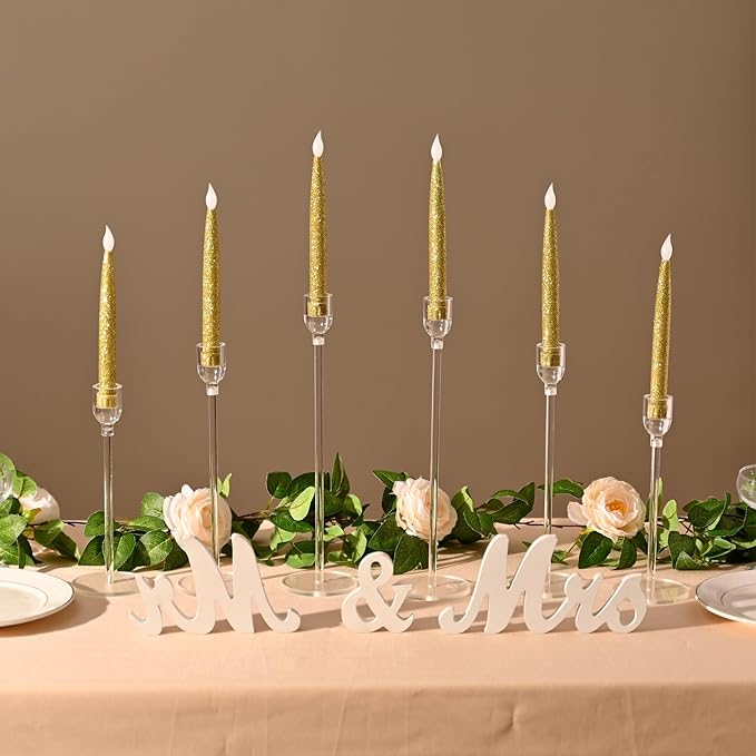 Vincidern 18pcs Clear Taper Candle Holders for Table Centerpieces, Acrylic Candle Holder Set for Wedding, Events, Party, Christmas, Halloween, Clear Decorative Candlestick Holders