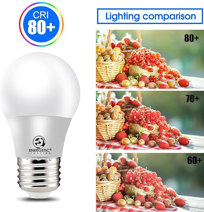 ENERGETIC SMARTER LIGHTING LED Refrigerator Bulb 40 Watt Equivalent, 4000K Cool White, Dimmable A15 Ceiling Fan Light Bulbs, E26 Base, UL Listed, 6 Pack