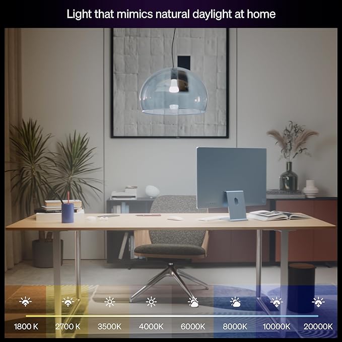Philips Hue Smart LED A19 Bulb, White & Color Ambiance, E26 Base, 7.2W, Full Spectrum Light 1000K-20000K, 810 Lumens, Dimmable, Works with Alexa, Google,& Apple Home,2pk