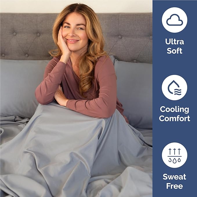 Twin XL 4 Piece Sheet Set - Comfy Breathable & Cooling - Ultra Soft Hotel Luxury Bedding Set w/ 8-16 Inch Deep Pockets - 1 Flat & 1 Fitted Sheet & 2 Pillowcases - Wrinkle Free & Easy Care - Steel Blue