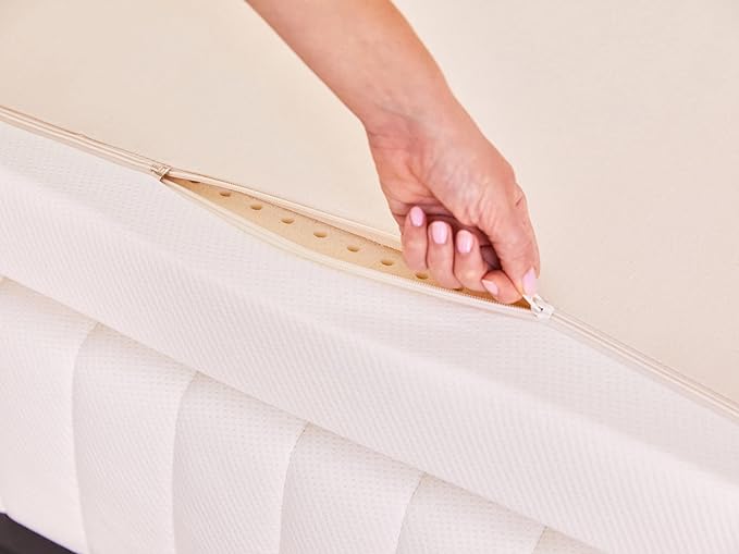 Pure Green Natural Latex Mattress Topper w/Luxury Cover - Firm - 3 Inch - King Size (GOTS Certified Organic)