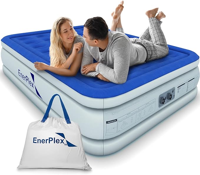 EnerPlex Air Mattress with Built in Pump - Self-Inflating Blow Up Mattress with Neck Support - Inflatable Air Bed for Portable Travel & Home Use