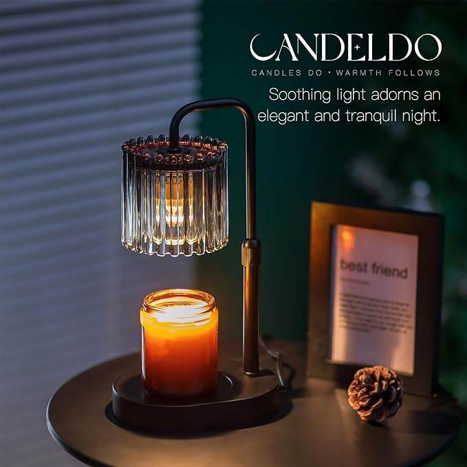Candle Warmer Lamp with Timer: Black Candle Warming Lamp Height Adjustable Wax Melt Warmer Dimmable Modern New Home Bedroom Decor Housewarming Gift for Women