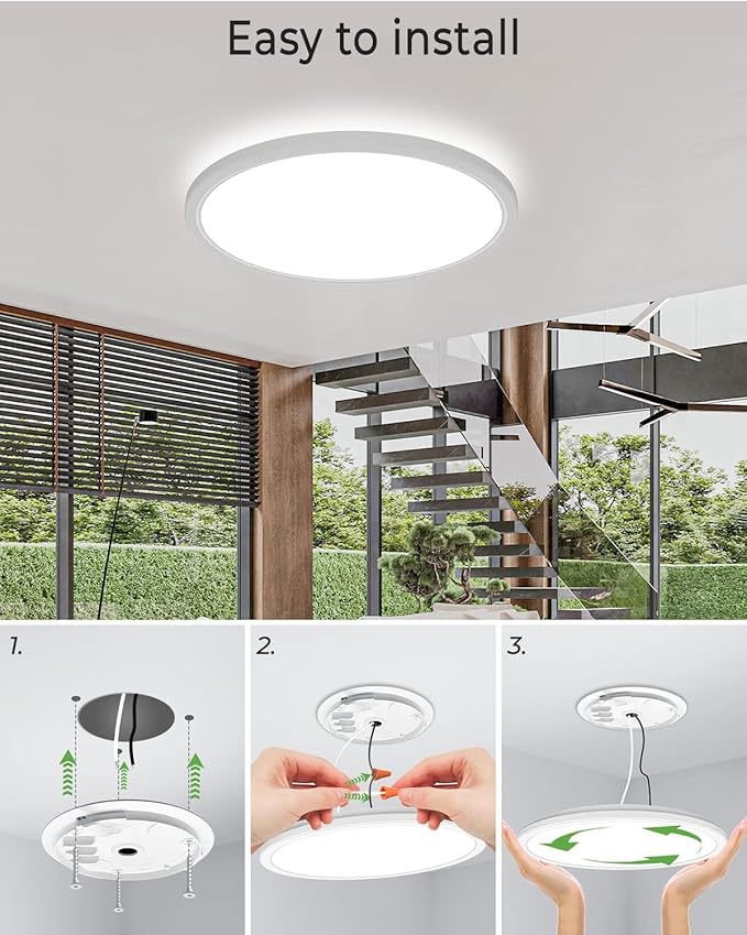 zemty 2Pack 16.5 Inch LED Ceiling Light Flush Mount, 36W 4200lm Super Slim Flush Mount Ceiling Light Fixtures, 3000K/4500K/6000K Selectable Ceiling Lamp for Bedroom Kitchen Living Room (White)