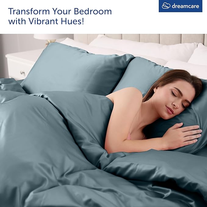 DREAMCARE King Size Sheets Set – 6 pcs Cooling Bed Sheets – up to 15” Deep Pocket King Sheet Set – 2500 Supreme Collection – Extra Soft 100% Brushed Microfiber Hotel Luxury with Side Pocket – M Blue