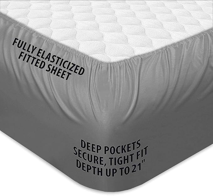 COONP California King Mattress Topper, Extra Thick Pillowtop, Cooling Plush Mattress Pad Cover Bed Topper Protector with 8-21 Inch Deep Pocket (Grey, California King)