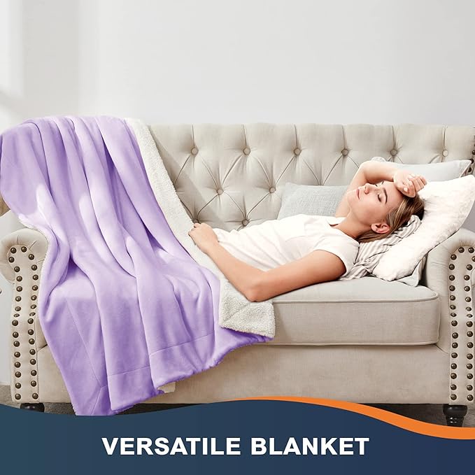 Walensee Sherpa Fleece Blanket (King Size 108”x90” Lavender) Plush Throw Fuzzy Super Soft Reversible Microfiber Flannel Blankets for Couch, Bed, Sofa Ultra Luxurious Warm and Cozy for All Seasons