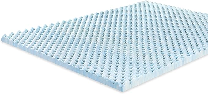 ZINUS 2 inch Swirl Gel Cooling Memory Foam Mattress Topper, Cooling Airflow Design, CertiPUR-US Certified, Light Blue, Full