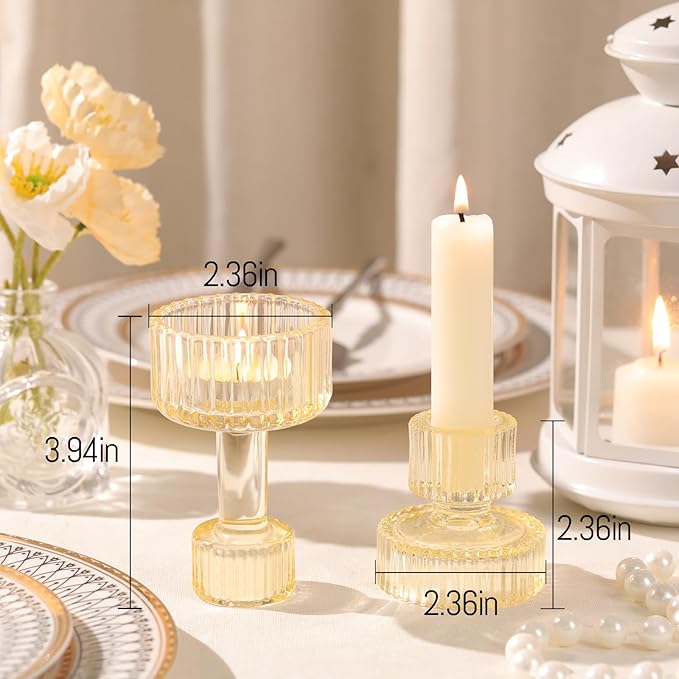 Candlestick Holders Bulk, 6 Pcs Gold Combination Candle Holders Set, Crystal Candle Holders for Wedding, Table Centerpiece, Home Decoration