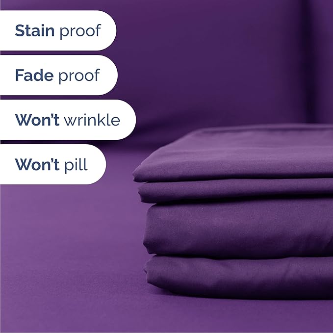 Cal King 6 Piece Sheet Set - Comfy Breathable & Cooling - Ultra-Soft Hotel Luxury Bedding Set with 8-16 Inch Deep Pockets - 1 Flat & 1 Fitted Sheet & 4 Pillowcases - Wrinkle Free & Easy Care - Purple
