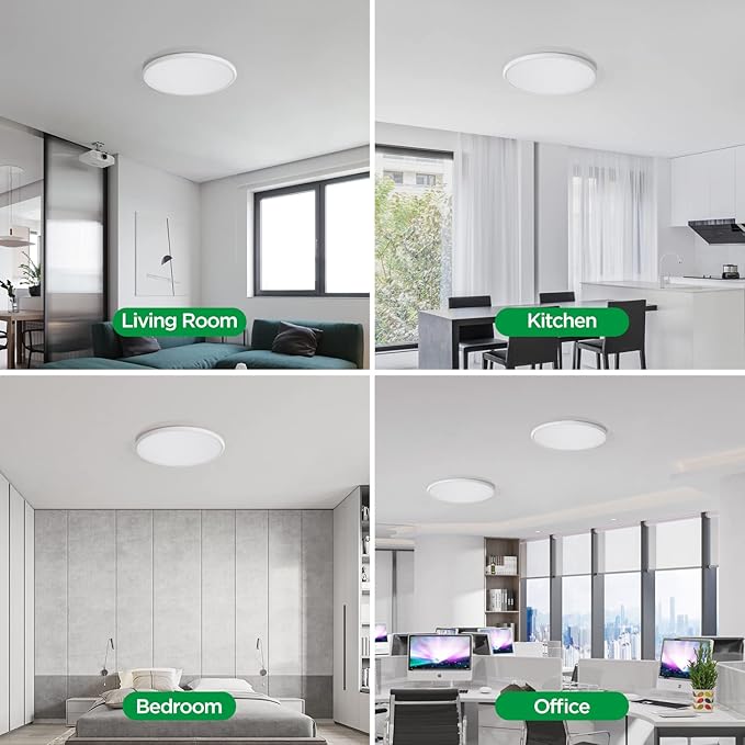 TALOYA 18 Inch Flush Mount Led Ceiling Light Fixture 5 Color Temperature Settings Round Surface Mounted Fixture Dimmable Ultra Slim Ceiling Lamp for Living Room