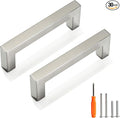 Cabinet Pulls Brushed Nickel Cabinet Handles Square Drawer Pulls, 30 Pack 3-3/4 Inch Stainless Steel Kitchen Door Cupboard Cabinet Handles, Cabinet Hardware Drawer Handles, 96mm Hole Centers