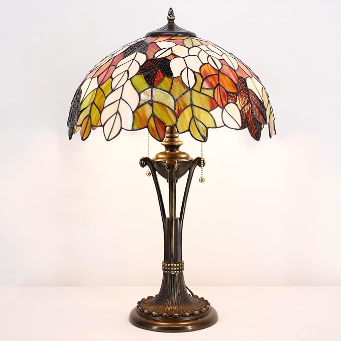 Tiffany Table Lamp Maple Leaf Stained Glass Desk Lamp 16X16X24 Inches Reading Light