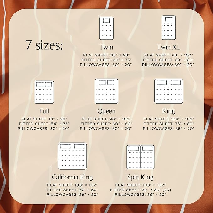 LuxClub 4 PC Sheet Set Bed Sheets Deep Pockets 16" Wrinkle Free Cooling Machine Washable Hotel Bedding Silky Soft - Striped-Autumn Orange Full