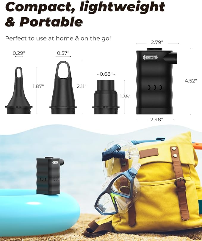 Air Mattress Pump, Rechargeable 6000mAh Portable Air Pump, Quick-Fill Electric Air Inflator Deflator for Outdoor Camping Inflatable Bed Pool Boat Float Raft Swimming Rings Vacuum Bag