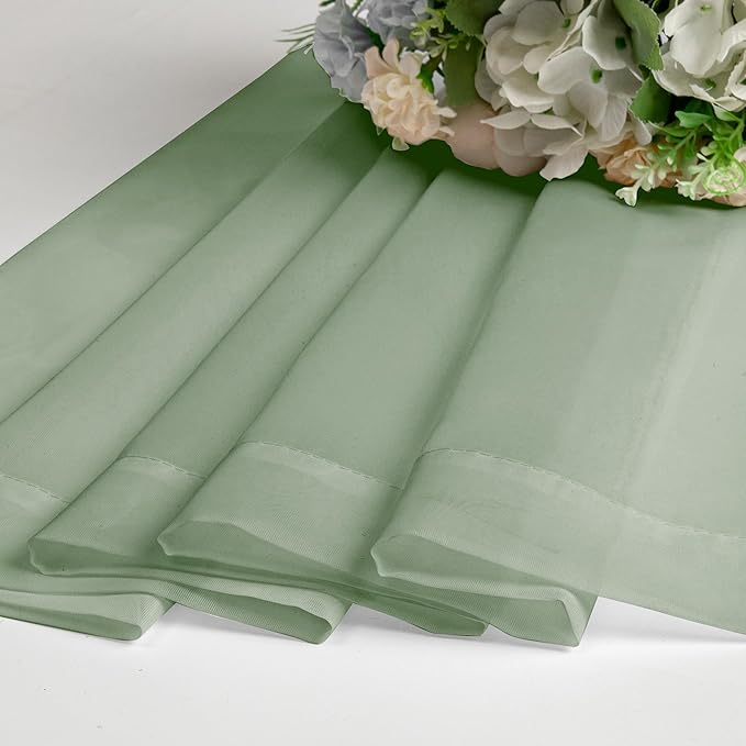 Aiyufeng Sage Green Sheer Curtains 90 Inch Length 2 PCS, Rod Pocket Voile Drapes for Bedroom Living Room, Semi Sheer Curtain Panels Window Treatments for Yard/Patio/Villa/Parlor, 42"x 90", Sage Green