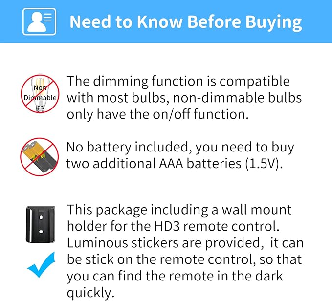 Universal Thermostatic Ceiling Fan Remote Control Kit with Holder for Hampton Bay Home Decorators Collection Hunter,Multiple Speed Control Timer Light Dimming,Replacement for HD3 2AAZPHD3 TR222A TX031