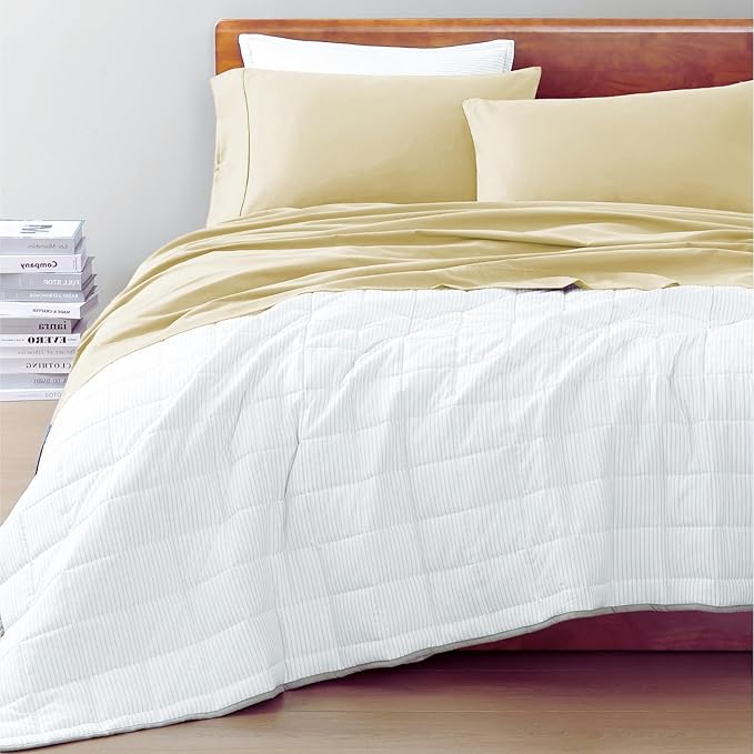 LANE LINEN 100% Organic Cotton Full Size Bed Sheets, Sustainably Produced Okeo Tex Certified Cotton Sheets Full, Luxury Hotel Percale Soft & Comfy Comes in Variety of Colors- Vanilla