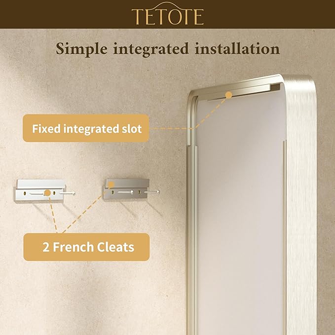 TETOTE 60 x 36 Inch Brushed Nickel Bathroom Mirror Metal Framed Bathroom Mirror, Tempered Glass, Modern Farmhouse Wall Mounted Mirror for Decorative(Horizontal/Vertical)