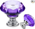 Ravinte 25 Pack Purple Crystal Knobs for Dresser Drawers Glass Cabinet Knobs Diamond Shaped Drawer Knobs - 30 mm Knobs with Silver Base