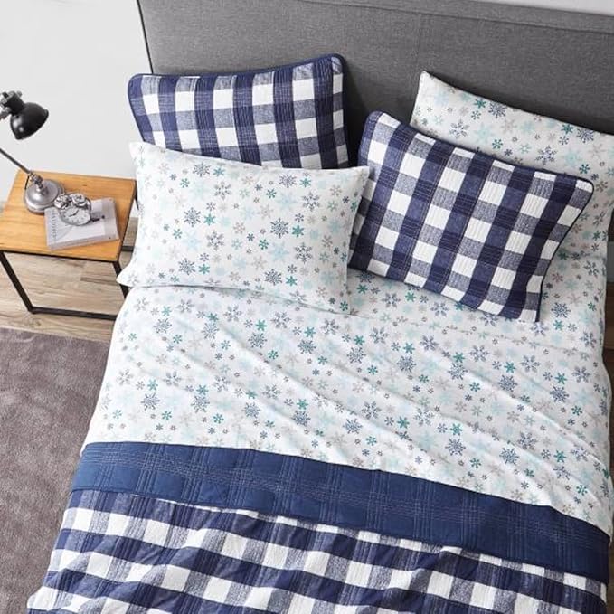 Eddie Bauer - Full Sheets, Cotton Flannel Bedding Set, Brushed For Extra Softness, Cozy Home Decor (Tossed Snowflake, Full)