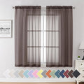 Aiyufeng Chocolate Sheer Curtains 63 Inches Long 2 Panels, Solid Voile Top Dual Rod Pockets Stylish Breathable Drapes Window Treatment for Kid's Room/Bedroom/Living Room, 40W x 63L, Chocolate Brown