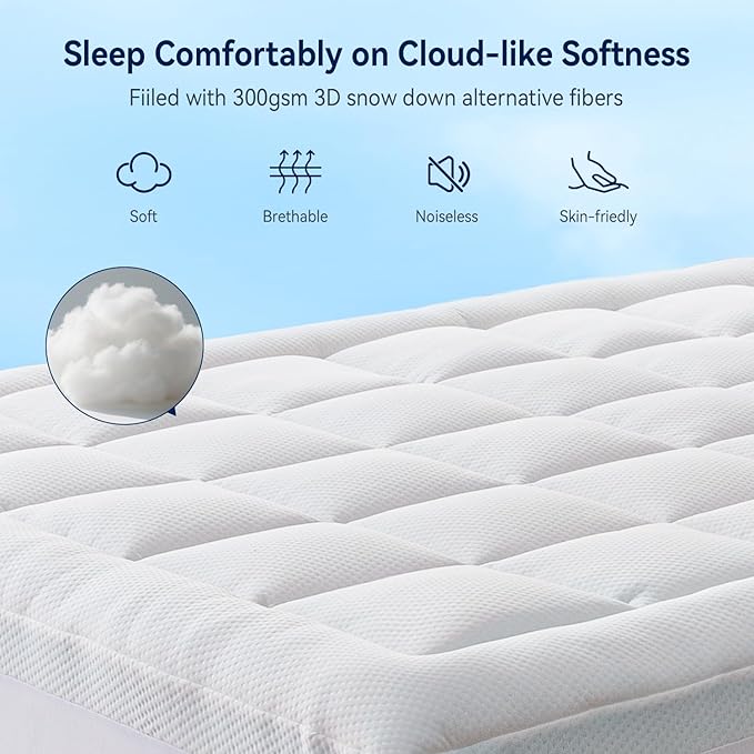 ELEMUSE Twin Size Dual Layer 3 Inch Memory Foam Mattress Topper, 2 Inch Cooling High Density Memory Foam Bed Pad and 1 Inch Plush Feel Pillow Top Mattress Topper Cover for Back Pain Relief