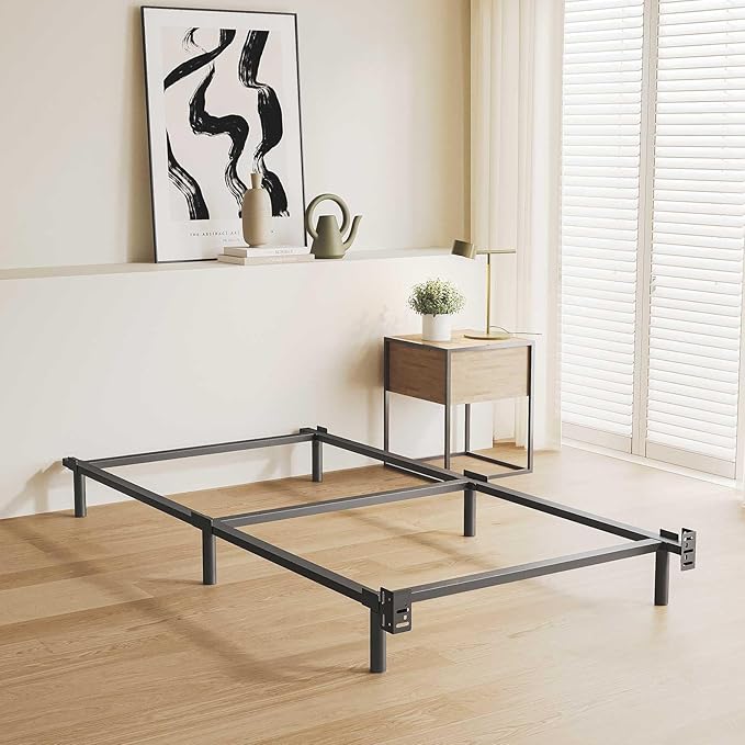 7 Inch Twin Bed Frame, Compatible with Most Brand Box Spring Or Mattress, 6-Leg Support Bed Base, Noise-Free, Easy Assembly, Black