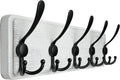 WEBI Coat Rack Wall Mount,Coat Hooks Wall Mounted,16" Hole to Hole,Coat Hanger Wall,Wood Hook Rack Rail,5 Triple Hooks for Hanging Coats,Jacket,Clothes,Black/White