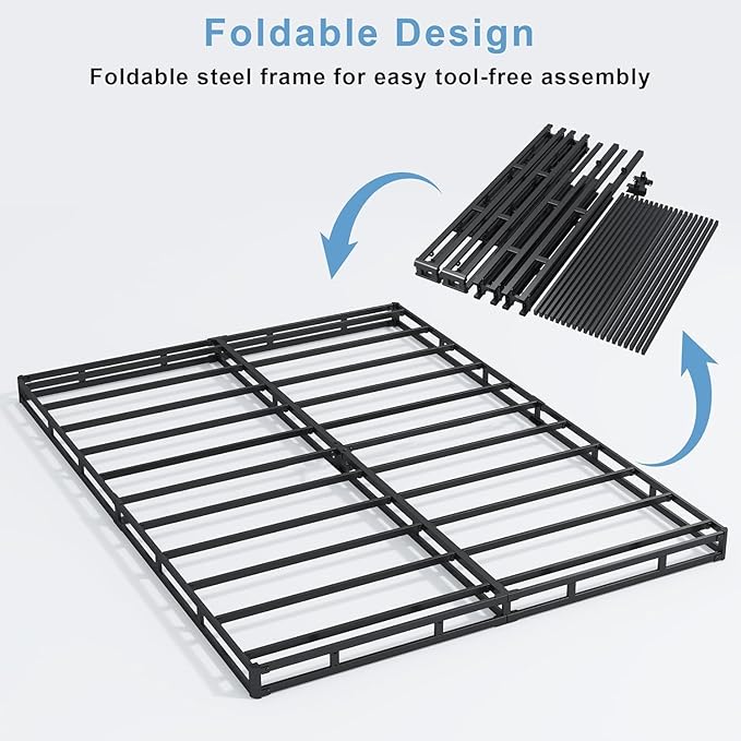 Full Box Spring - 4 Inch High Profile Box Spring for Full Bed, Sturdy Metal Frame Mattress Foundation, Easy Assembly, Quiet & Noise-Free
