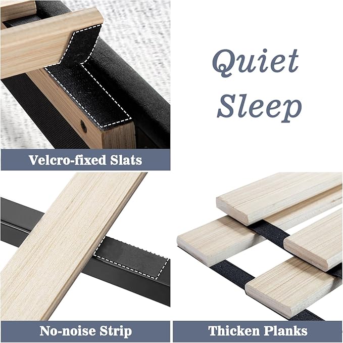Allewie Full Bed Frame/Velvet Upholstered Bed Frame with Vertical Channel Tufted Headboard/Strong Wooden Slats/Platform Bed Frame/Mattress Foundation/Box Spring Optional/Easy Assembly/Black