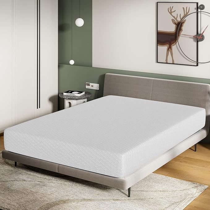 BestMassage | 10 Inch Full Mattress | Gel Memory Foam | Medium Firm Feel | White | Bed in a Box, CertiPUR-US Certified | Pressure Relief, Cooling Ventilated Foam | Breathable Knit Cover