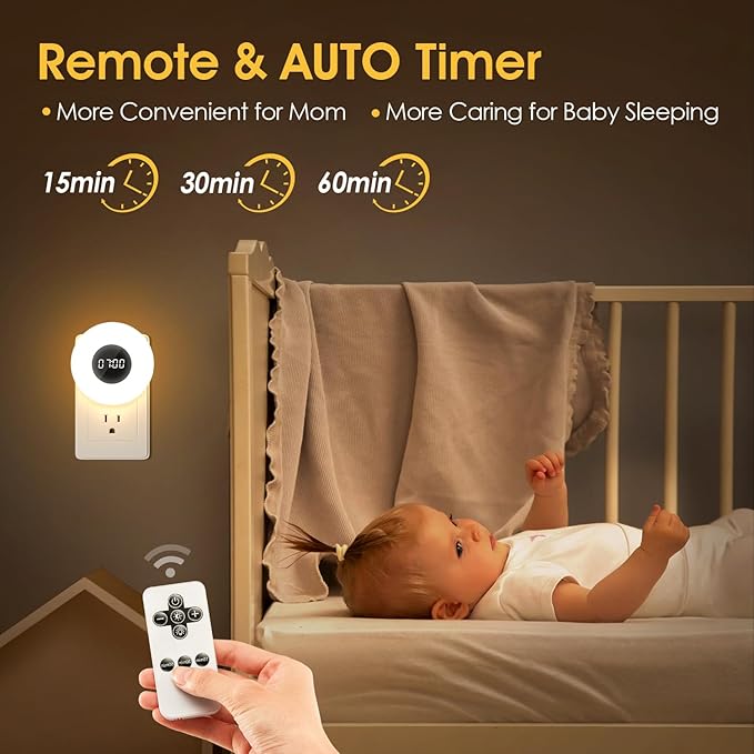 【2 PACK】 Bathroom Clock,10 Levels Dimmable+3 Light Colors+Remote Shower Clock+Bathroom Night Light, 90 Lumen Shower Timer+Light Timer, Aora Night Light, Nightlight Plug in Night Lights for Wall Socket