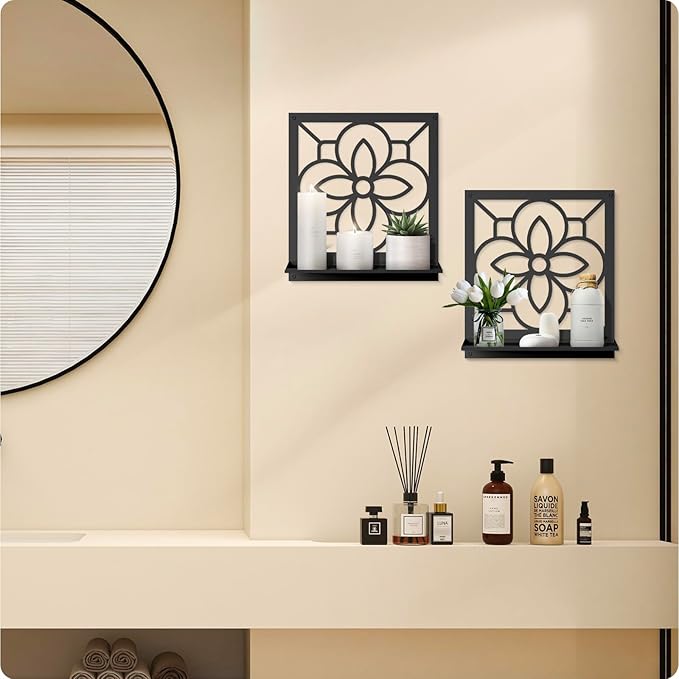 Abstract Candle Wall Holder, Pastoral Bathroom Wall Art for Living Room Bedroom Bathroom (2 Pack 11.8 x 13 in)
